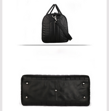 Load image into Gallery viewer, Black Large Storage Leather Travel Weekender Duffel Bag
