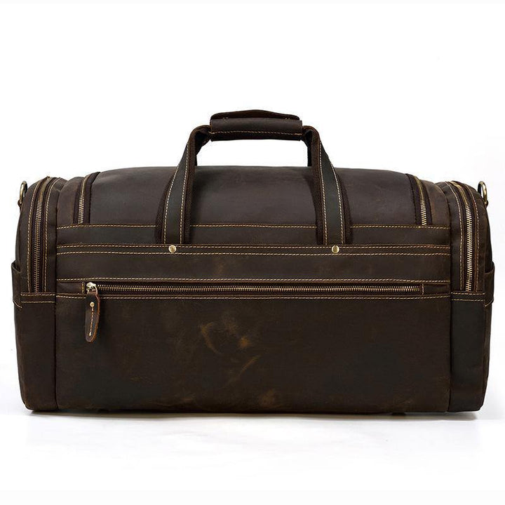 Dark Brown Full Grain Leather Travel Weekender Duffel Bag