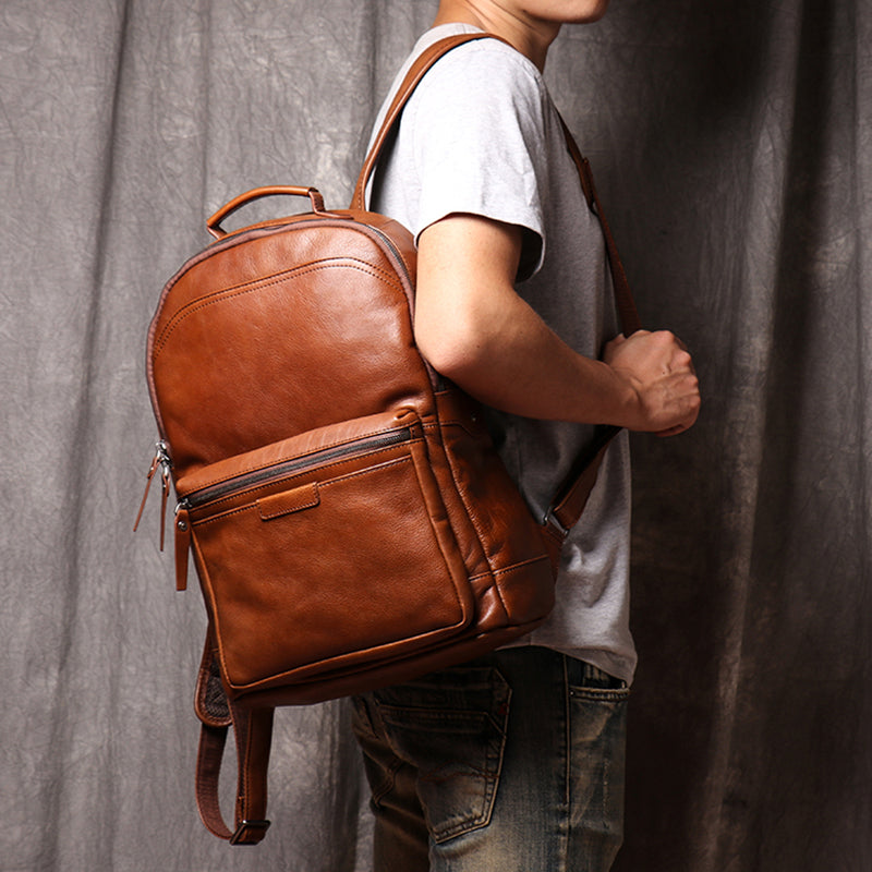 Full Grain Leather Backpack, Men Travel Backpack