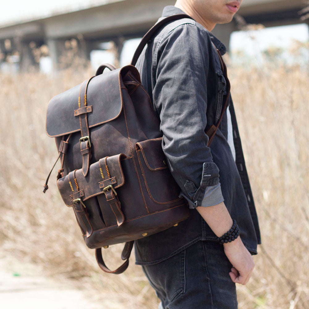 Classic Full Grain Leather School Backpack