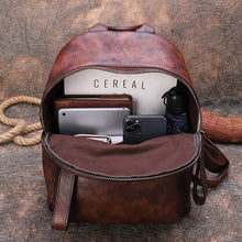 Load image into Gallery viewer, Vintage Leather Rucksack Womens Vintage School Backpacks Leather Backpack Purse
