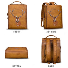 Load image into Gallery viewer, Art Leather Backpack Hand Painted Handmade Satchel Casual Daypack

