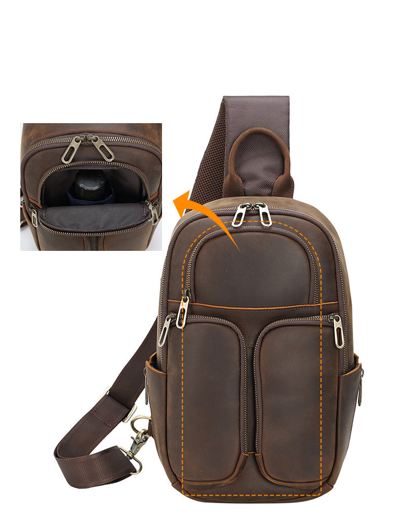 Shoulder Crazy Horse Leather Chest Sling Bag