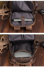 Load image into Gallery viewer, Vintage Genuine Leather School Backpack For Men 15.6 Inch Laptop Bag School Bag Overnight Weekender Camping Daypack Rucksack
