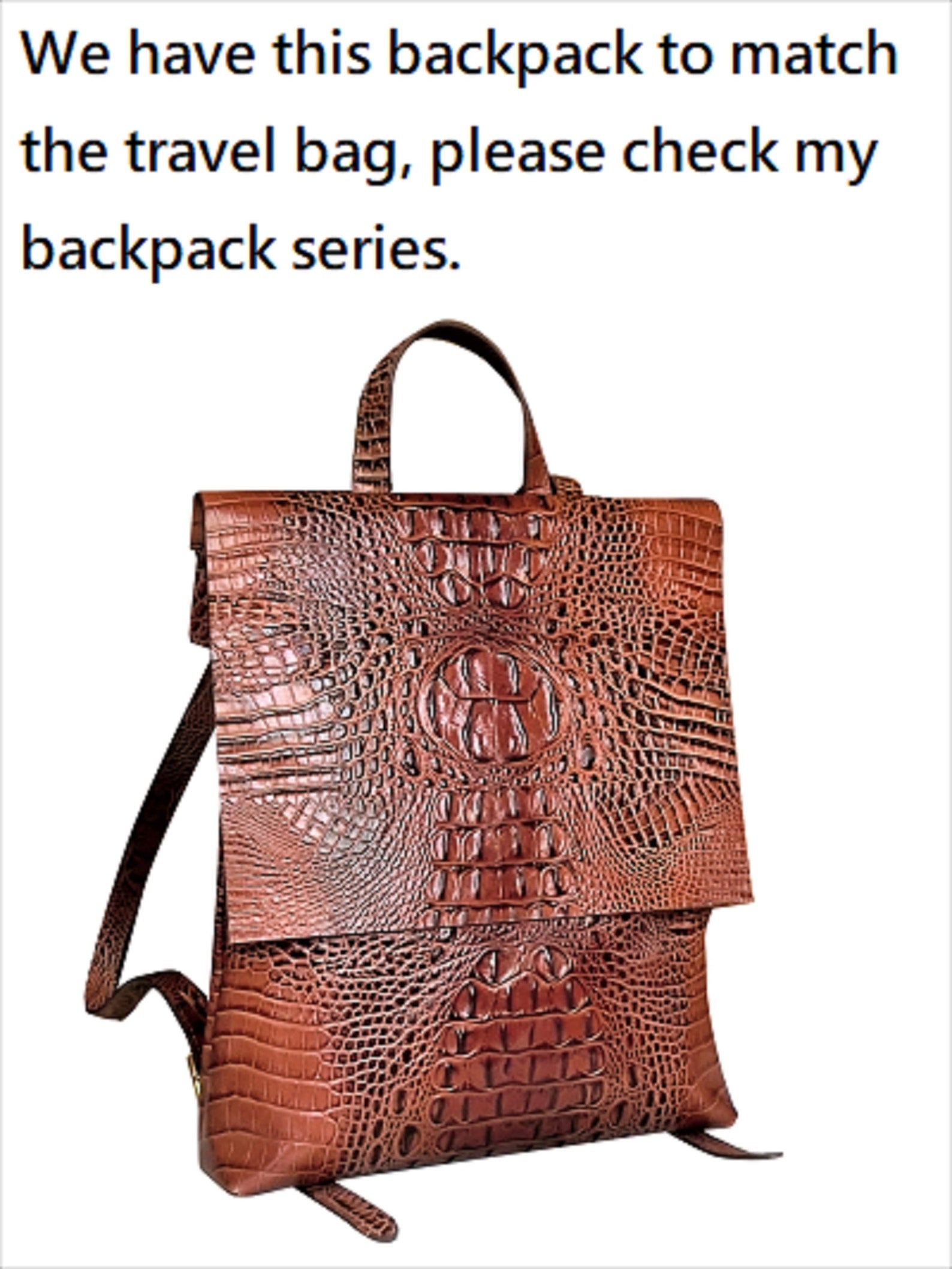 Crocodile Patterned Leather Travel Bag Weekender Bag Overnight Leather Duffel