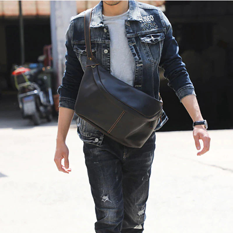 Large Leather Shoulder Cross Body Sling Bag