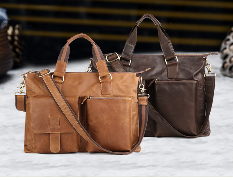 Men's Leather Business Briefcase for 17" Laptop