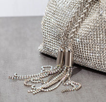 Load image into Gallery viewer, Silver Diamond Tassel Evening Clutch Bag
