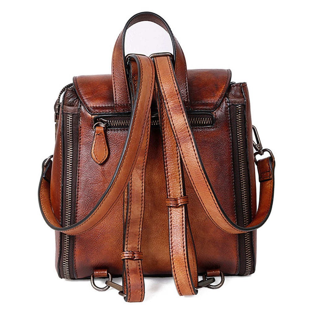 Retro Design Female High Quality Leather Rucksack Backpack