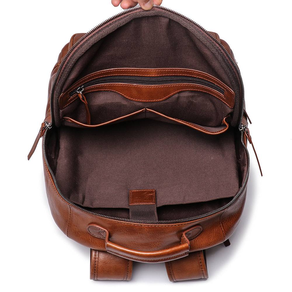 Handmade Full Grain Leather School Backpack for Men Laptop Bag Travel Backpack