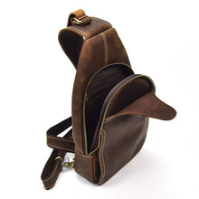 Load image into Gallery viewer, Brown Leather Crossbody Bags for Men Sling Backpack
