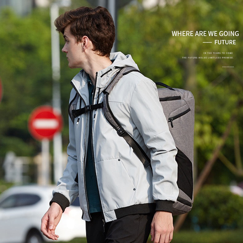 Grey Backpack Duffle Bag Canvas Sports Travel Weekend Bag