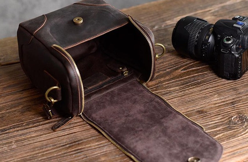 Small Leather Camera Bag - Leather Camera Lens Case