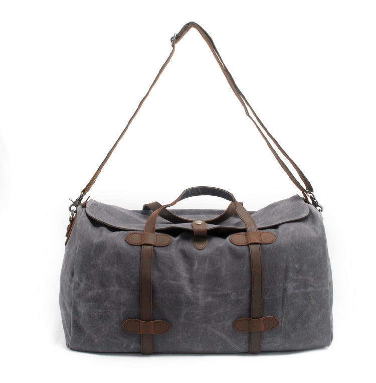 Leisure Waxed Leather Canvas Large Storage Travel Weekender Duffel Bag