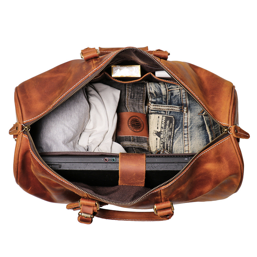 Birthday Gift Simple Vintage Leather Duffel Travel Weekender Bag