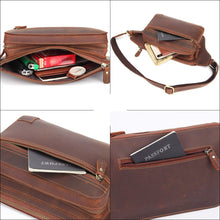 Load image into Gallery viewer, Men&#39;s Zipper Crossbody Sling Leather Bag
