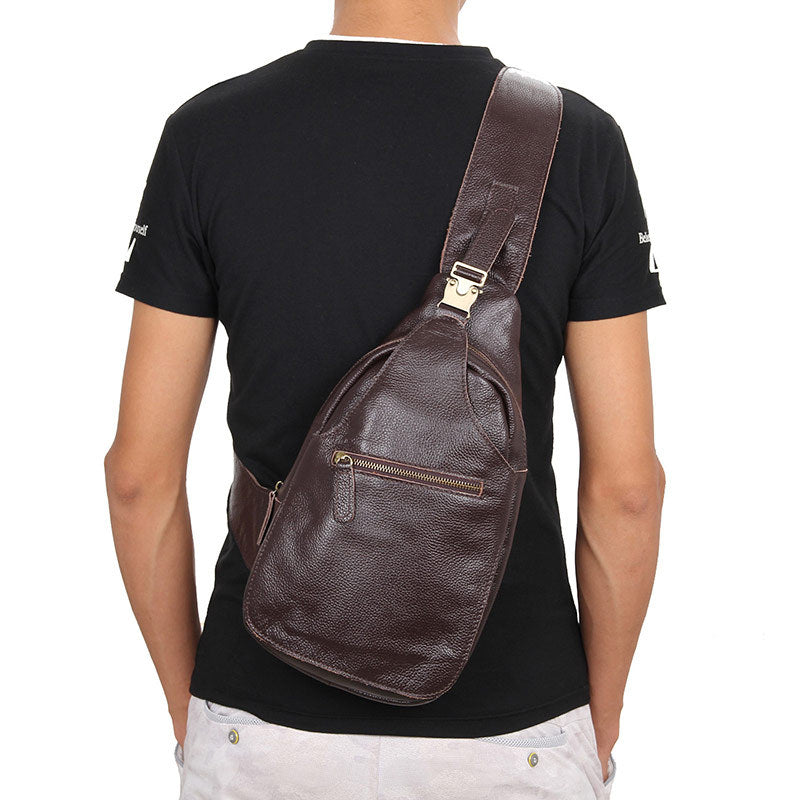 Brown Single Sling Shoulder Bag For Men