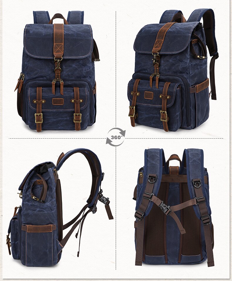 Waterproof Canvas Camera Backpack Photography Bag