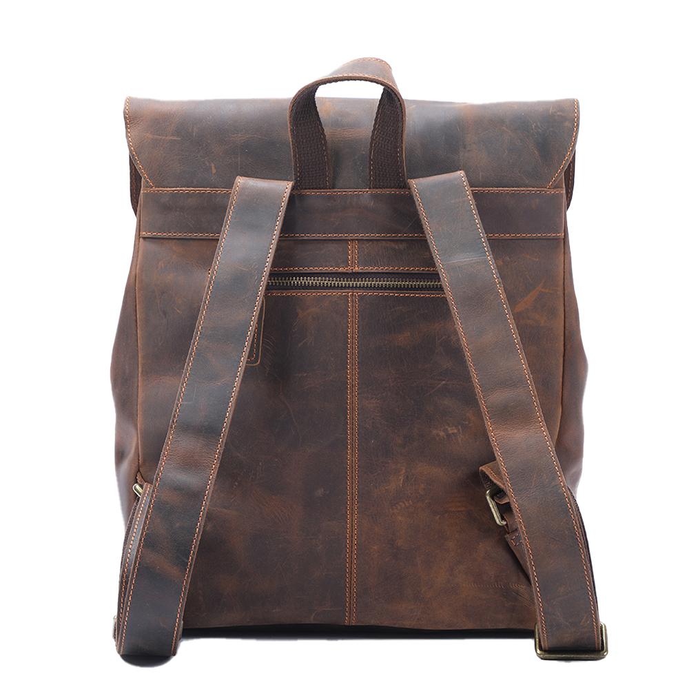 Retro Leather School Backpack for Men