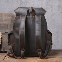 Load image into Gallery viewer, Dark Coffee Leather Full Grain School Backpack
