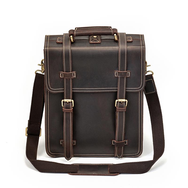 Retro Leather School Backpack
