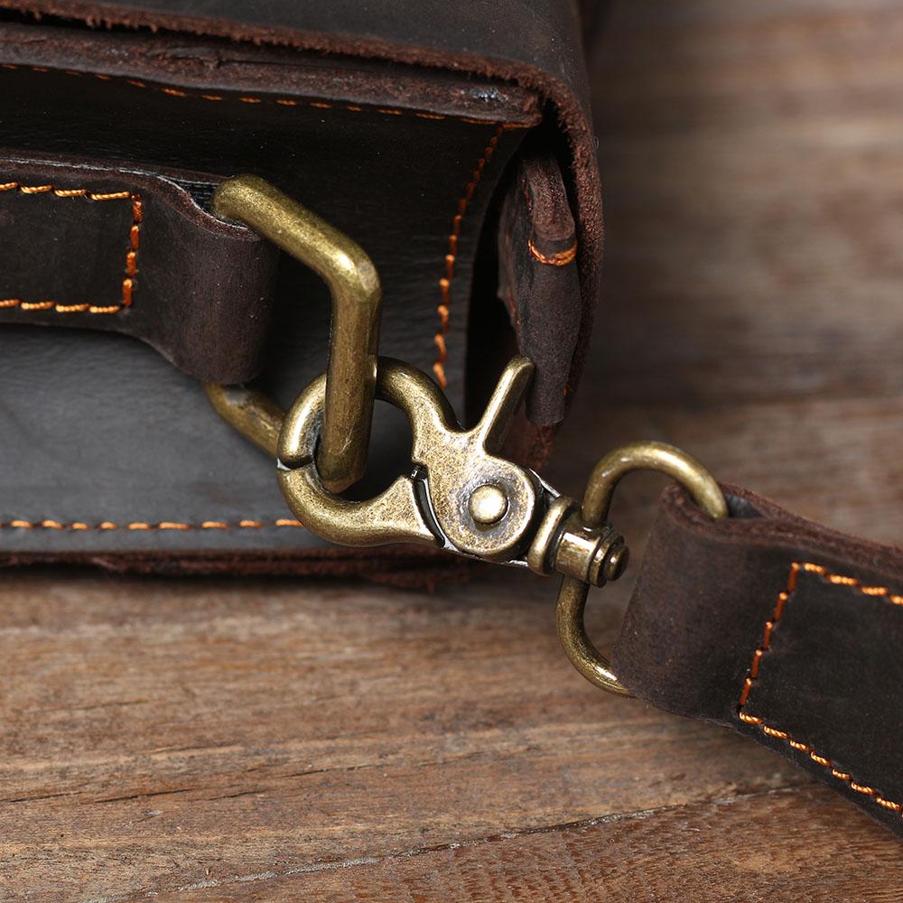 Coffee Leather Laptop Shoulder Bag