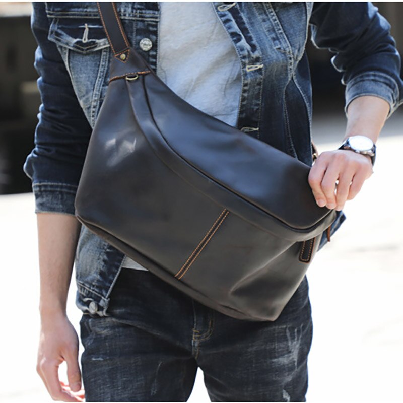 Large Leather Shoulder Cross Body Sling Bag