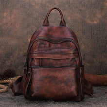 Load image into Gallery viewer, Vintage Leather Rucksack Womens Vintage School Backpacks Leather Backpack Purse
