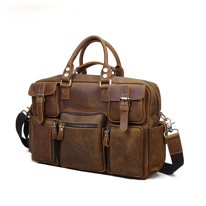 Large Leather Travel Briefcase