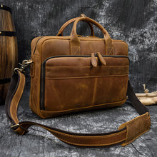 Load image into Gallery viewer, Full Grain Leather Briefcase Mens Handmade Laptop Bag
