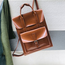 Load image into Gallery viewer, Brown Large Leather Backpack
