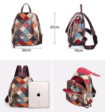 Load image into Gallery viewer, Small Patchwork Zipper Leather Backpack Bag for women
