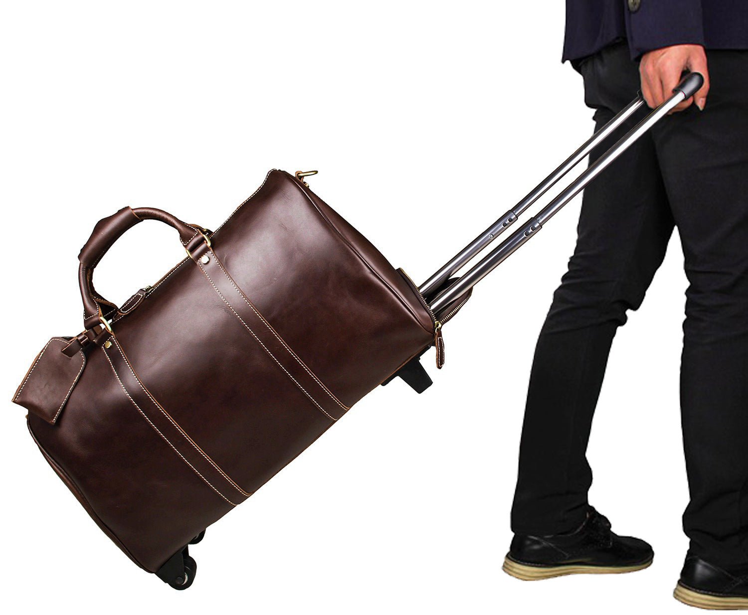 20'' Travel Weekender Leather Rolling Duffel Bag