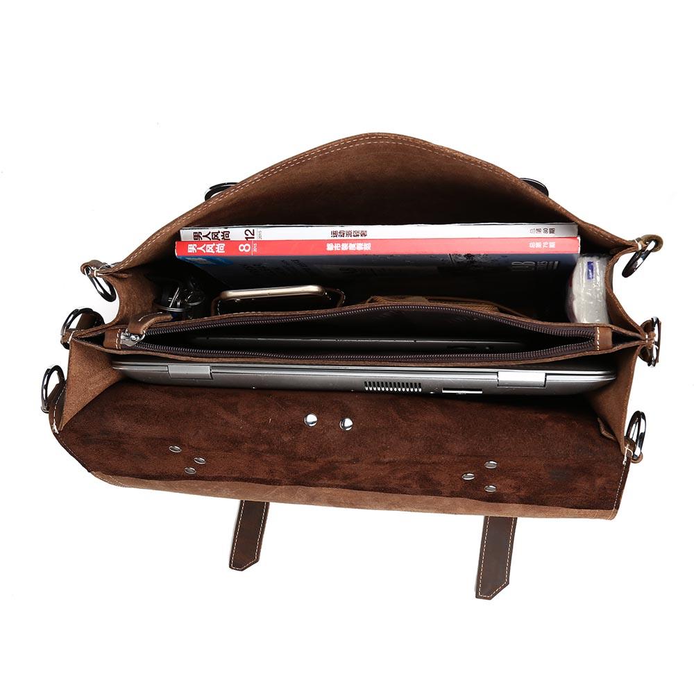 Coffee Leather Shoulder Messenger Bag