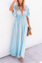 Load image into Gallery viewer, Button Drawstring Waist Maxi Cover Dress
