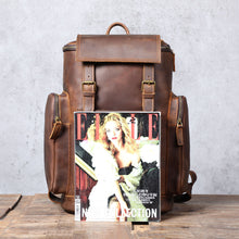 Load image into Gallery viewer, Large Brown Leather School Backpack

