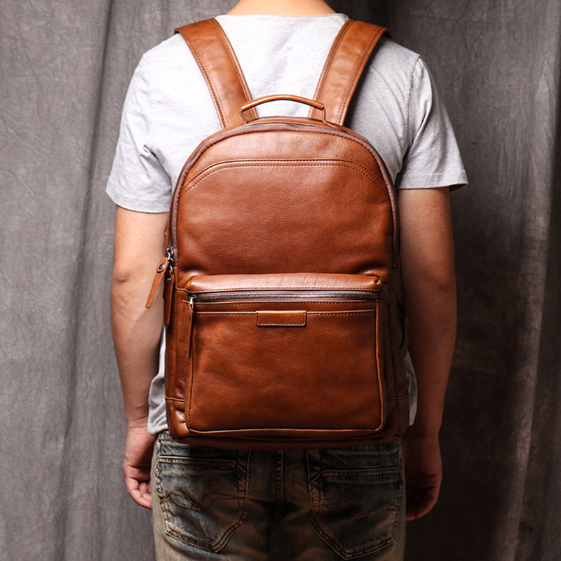 Full Grain Leather Backpack, Men Travel Backpack