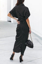 Load image into Gallery viewer, Polka Dot Tie Front Midi Shirt Dress

