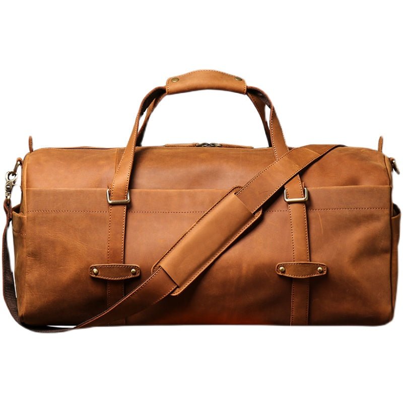 Vintage Mens Travel Weekender Leather Duffel Bag