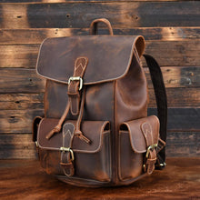 Load image into Gallery viewer, Handmade Pockets Leather School Backpack
