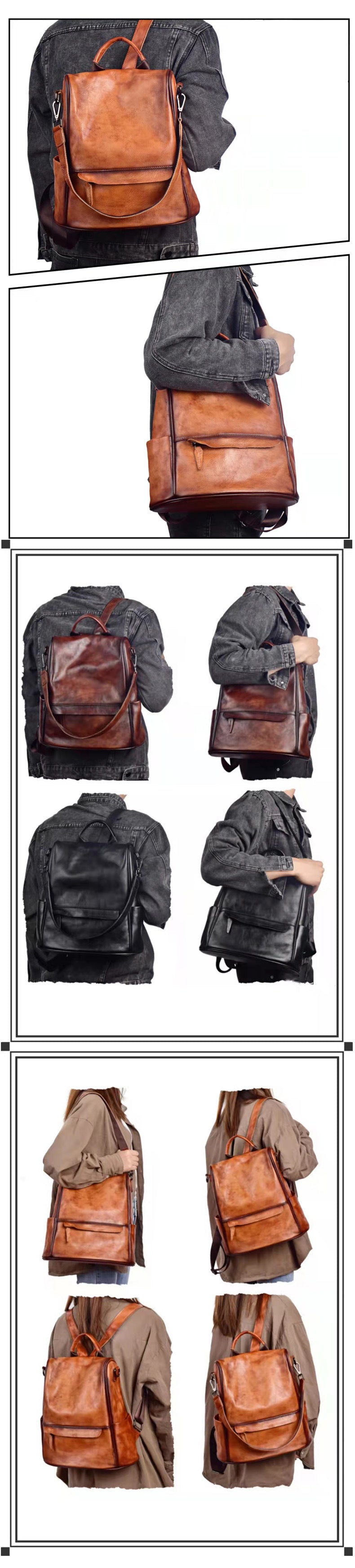 Leather Backpack for women Laptop Bag Large Capacity School Business Travel Daypack