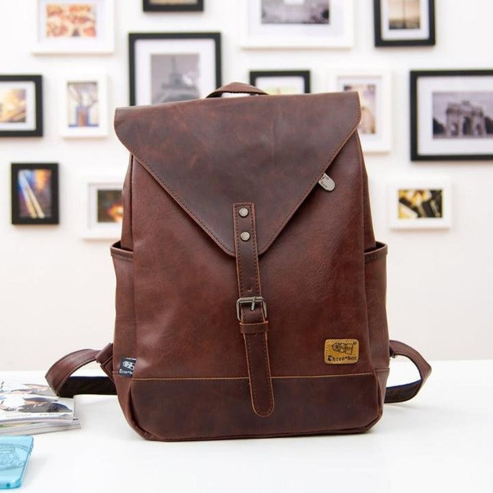 Genuine Leather Backpack Vintage Laptop Bookbag