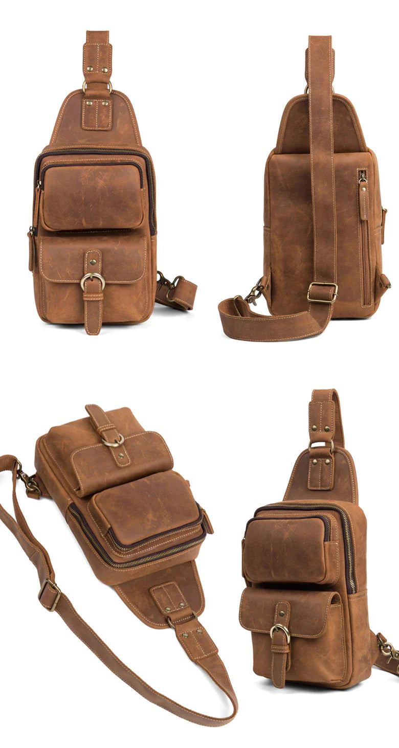 Unique Leather Crossbody Sling Bag