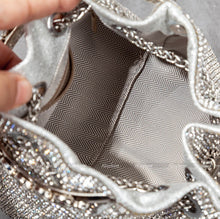 Load image into Gallery viewer, Silver Diamond Tassel Evening Clutch Bag
