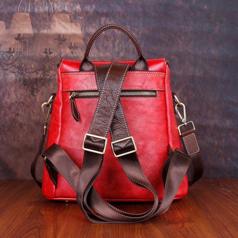 Unique Embossed Floral Leather Leather Backpack for Women