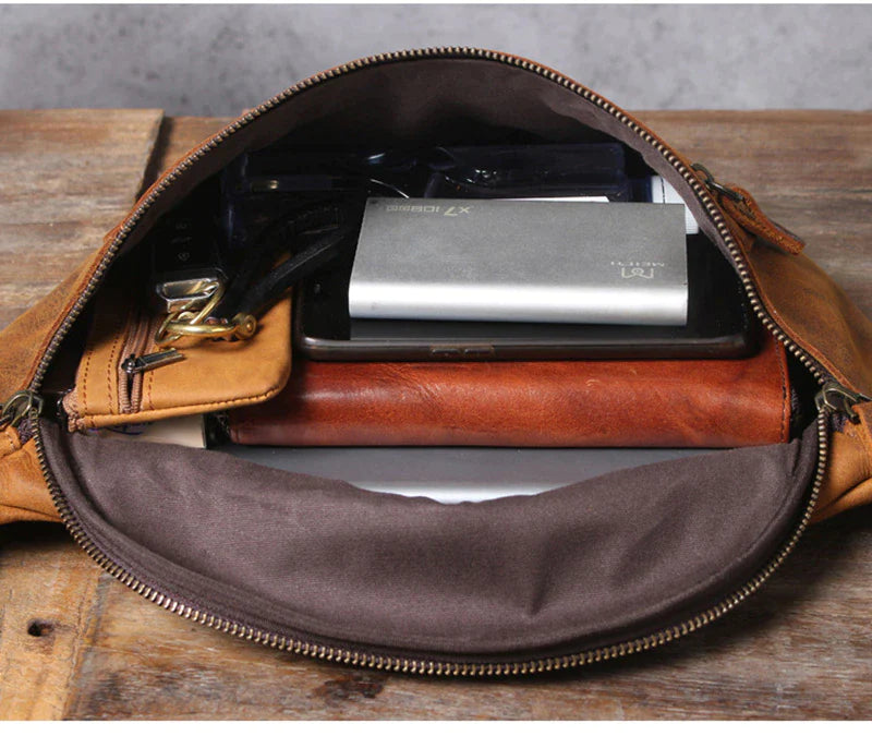 Classic Leather Crossbody Sling Bag for Men