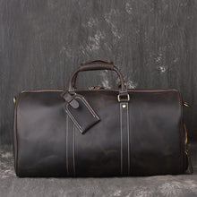 Load image into Gallery viewer, Classic Leather Duffel Bag with Shoes Compartment Travel Weekender Bag
