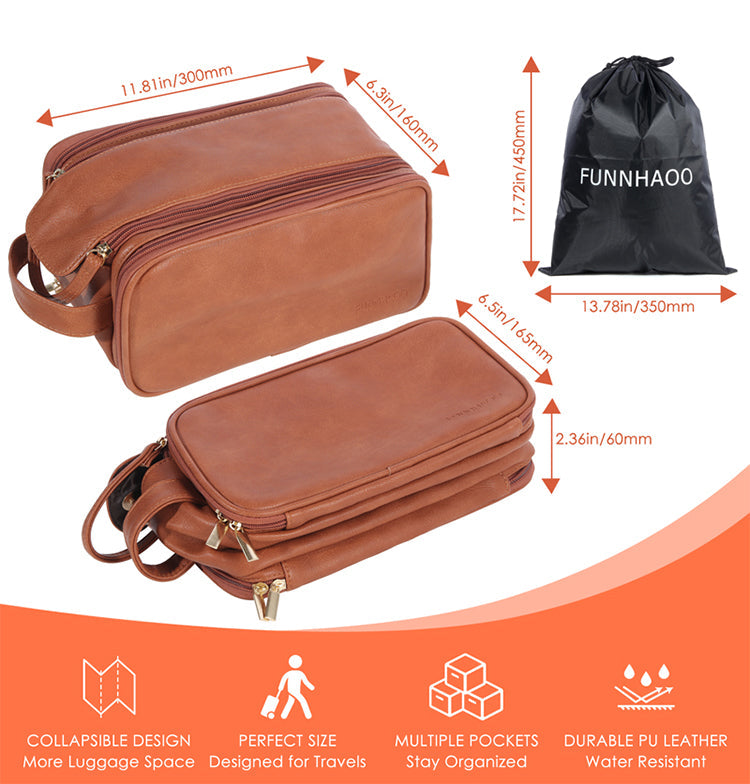 Groomsmen Gift Toiletry Bag, Vegan Leather Dopp Kit, Water-Resistant Bathroom Toiletries Organizer, PU Leather Cosmetic Bags, Christmas Gift