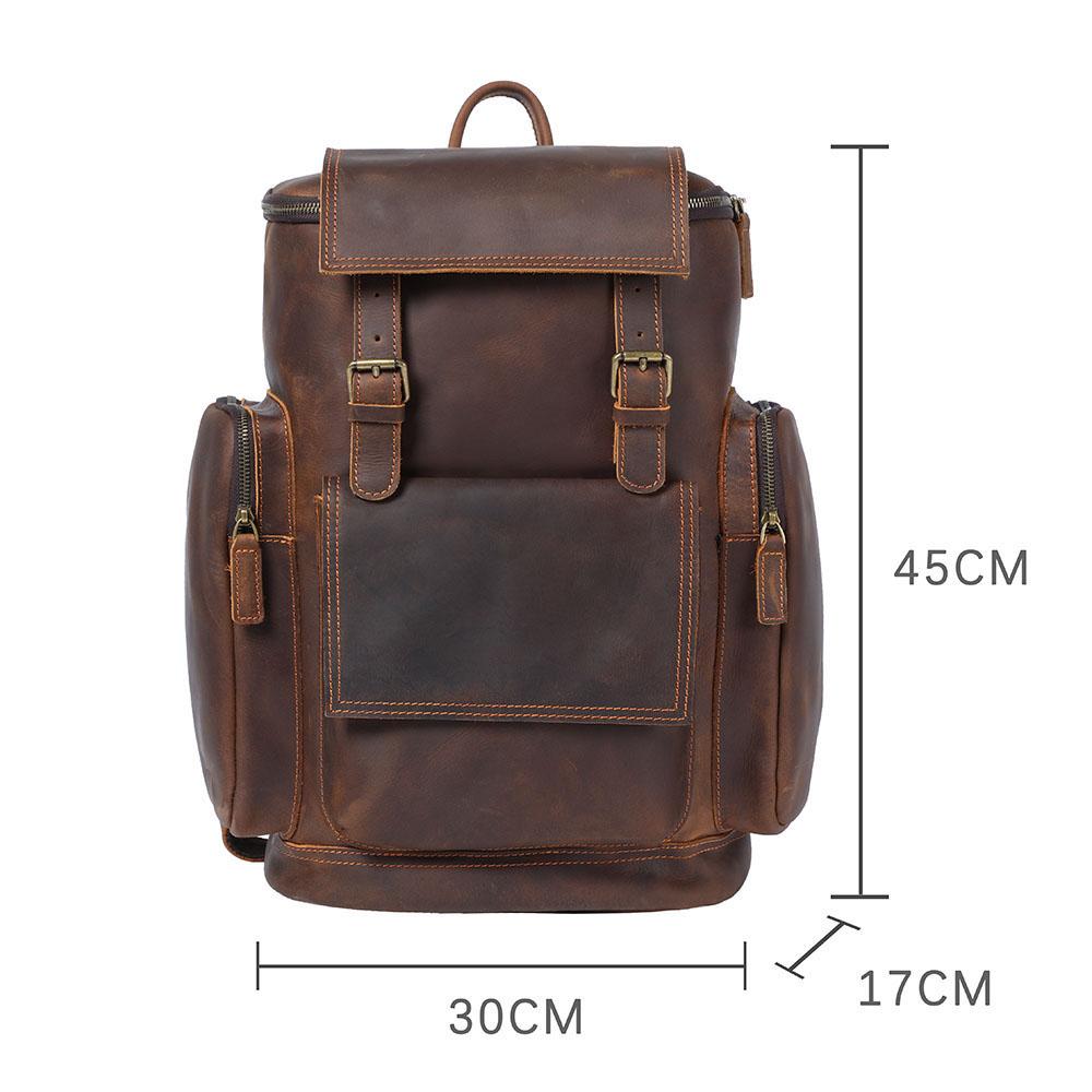 Large Brown Leather School Backpack