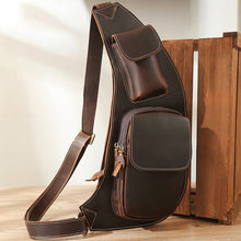 Load image into Gallery viewer, Brown Leather Crossbody Sling Bag for Mens
